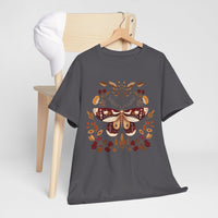 Moth and Flowers Tee, Brown Moth Shirt, Floral Nature T-Shirt, Hand Drawn Botanical Top, Boho Insect Tee, Unisex Cotton Shirt