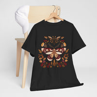 Moth and Flowers Tee, Brown Moth Shirt, Floral Nature T-Shirt, Hand Drawn Botanical Top, Boho Insect Tee, Unisex Cotton Shirt