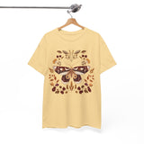 Moth and Flowers Tee, Brown Moth Shirt, Floral Nature T-Shirt, Hand Drawn Botanical Top, Boho Insect Tee, Unisex Cotton Shirt
