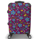 Wild flowers with dandelions suitcase dark pink