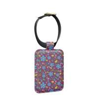 Wild flowers with dandelions luggage tag in dark pink