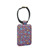 Wild flowers with dandelions luggage tag in dark pink