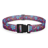 Wild flowers with dandelions luggage strap in dark pink