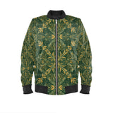 Mens Bomber Jacket Green Ornamental Pattern
