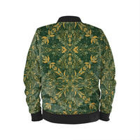 Mens Bomber Jacket Green Ornamental Pattern
