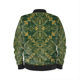 Mens Bomber Jacket Green Ornamental Pattern