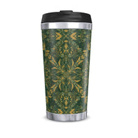 Green and yellow ornamental pattern travel flask