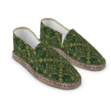 Green and yellow ornamental pattern espadrilles shoes
