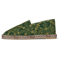 Green and yellow ornamental pattern espadrilles shoes