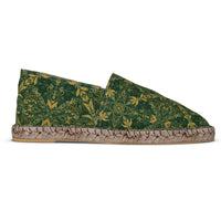 Green and yellow ornamental pattern espadrilles shoes
