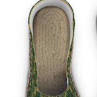 Green and yellow ornamental pattern espadrilles shoes