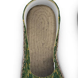 Green and yellow ornamental pattern espadrilles shoes