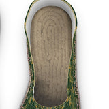 Green and yellow ornamental pattern espadrilles shoes