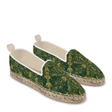 Green and yellow ornamental pattern loafer espadrilles shoes