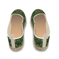 Green and yellow ornamental pattern loafer espadrilles shoes