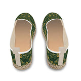 Green and yellow ornamental pattern loafer espadrilles shoes