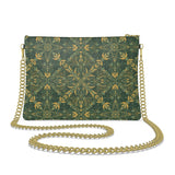 Majestic Green Yellow Leather Cross Body Bag with Chain