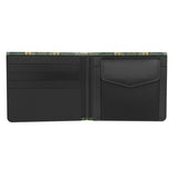 Green and yellow ornamental pattern men's wallet.