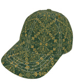 Green and yellow ornamental pattern baseball cap.