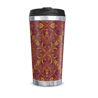 Red and yellow ornament pattern travel flask