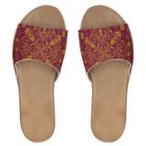 Majestic Red Yellow Leather Sliders