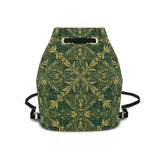 Bucket Backpack in green ornamental pattern