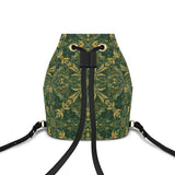 Bucket Backpack in green ornamental pattern