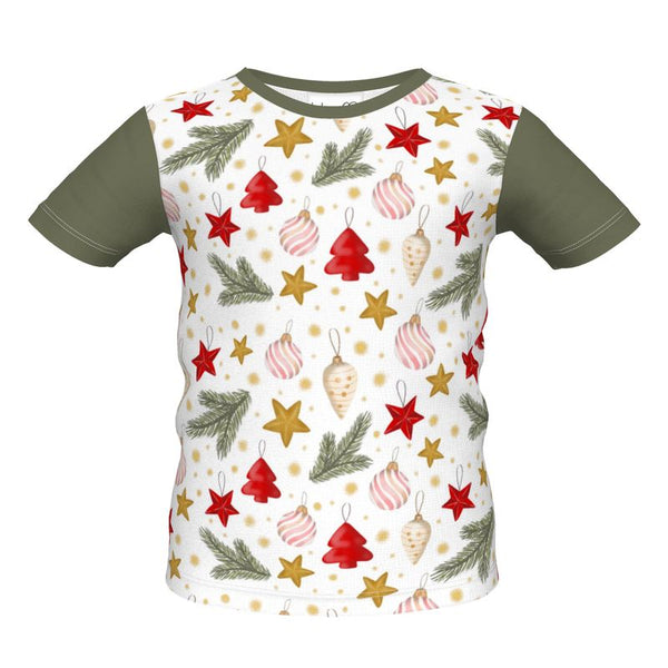 Green & White Unisex Christmas Baubles T-shirt