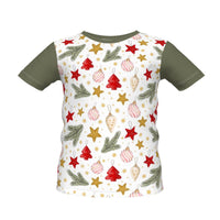 Boy's Christmas T-shirt in Green and White