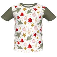 Boy's Christmas T-shirt in Green and White
