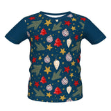 Dark Blue Unisex Christmas Baubles T-shirt