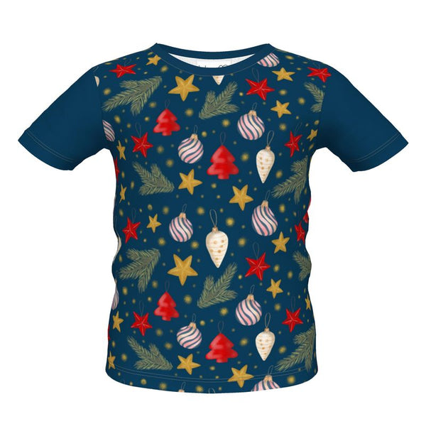 Dark Blue Unisex Christmas Baubles T-shirt