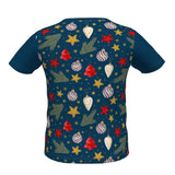 Dark Blue Unisex Christmas Baubles T-shirt