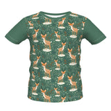 Dark Green Unisex Festive Reindeer Christmas T-Shirt