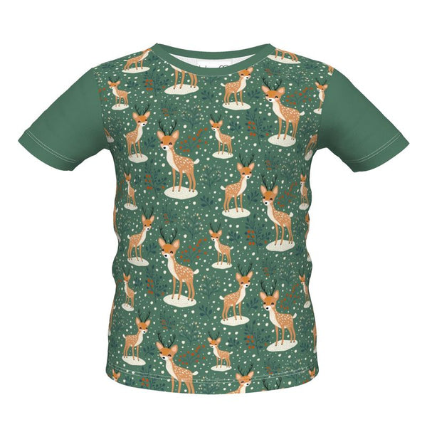 Dark Green Unisex Festive Reindeer Christmas T-Shirt