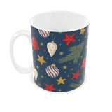 Christmas Baubles Hot Chocolate Mug in Dark Blue.