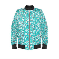 Mens Bomber Jacket Turquoise Grey Herbage