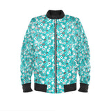 Mens Bomber Jacket Turquoise Grey Herbage