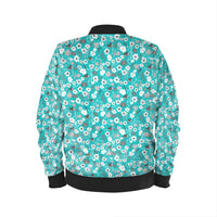 Mens Bomber Jacket Turquoise Grey Herbage