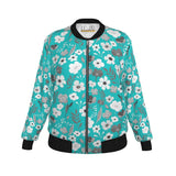 Turquoise Grey Herbage Women's Bomber Jacket