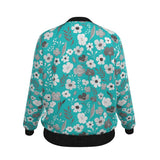 Turquoise Grey Herbage Women's Bomber Jacket
