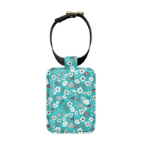 Turquoise and Grey Herbage Luggage Tag