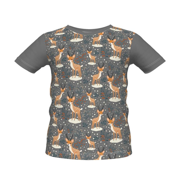 Grey Unisex Festive Reindeer Christmas T-Shirt