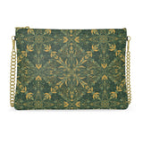 Majestic Green Yellow Leather Cross Body Bag with Chain