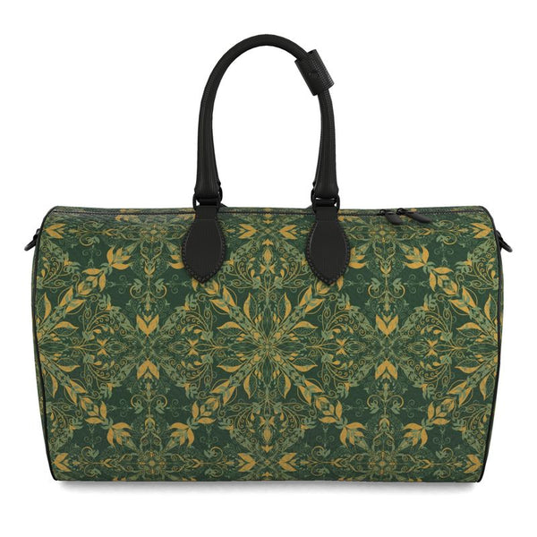 Majestic Green Yellow Leather Duffle Bag