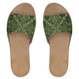 Majestic Green Yellow Leather Sliders