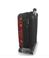 Red and yellow ornamental pattern suitcase.