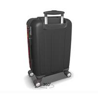 Red and yellow ornamental pattern suitcase.