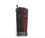 Red and yellow ornamental pattern suitcase.