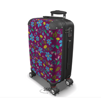Wild flowers with dandelions suitcase dark pink